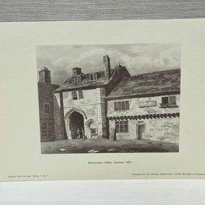 Bermondsey Abbey Gateway 1820 Facsimile Print London Borough of Southwark 1972 - 21 x 30 cm