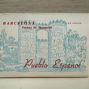 9 carnets de cartes postales vintage Barcelone, Espagne - Parque de Montjuic Pueblo Espanol