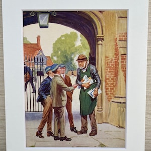 School Stories for Boys Books Original Vintage Print 1940s- Childrens Literature 8  x 10 inches