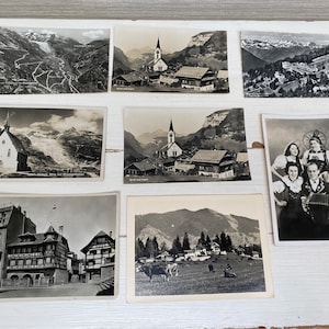 Switzerland 1950s Black and White Vintage Postcards x 7