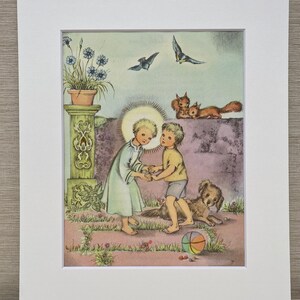 A Childs Book of Prayers Original Vintage Print 1944 - Nursery Decor - Childrens Literature - Mounted and Matted