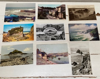 Cartoline vintage della Cornovaglia x 9 - Penzance, The Lizard, Lands End, Falmouth, Fowey, Newquay, Portscatho Harbour