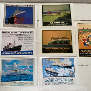 Affiche publicitaire / Navires / Cartes postales vintage de Southampton x 7