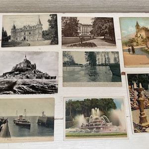 France - Huit cartes postales anciennes en noir et blanc et couleur