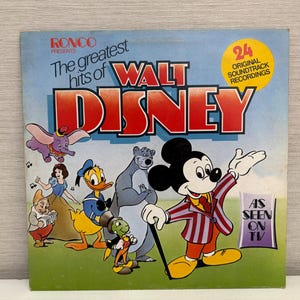 Ronco Presents The Greatest Hits of Walt Disney 12” LP Vinyl Album  Vintage Retro 1975 Children&#39;s Record
