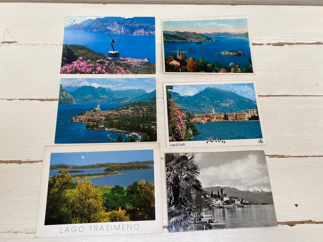 Six Vintage Postcards - Italian Lakes - Lake Garda , Lake Maggiore