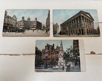 Cartoline vintage di Birmingham degli anni '50 con glitter x 3