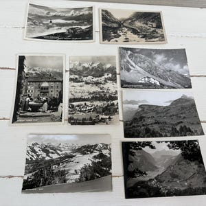 Postales vintage en blanco y negro de la década de 1950, Suiza, x 8: Innsbruck, Schollenen Gorge, Markbachjack, Chesieres