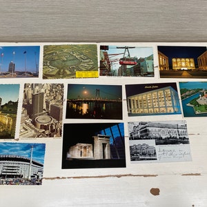 12 cartes postales vintage New York - Aéroport international JFK , Mid Hudson Bridge , Madison Square , Ellis Island , Yankee Stadium