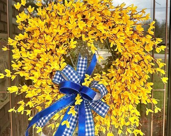 Beautiful handmade forsythia floral door wreath