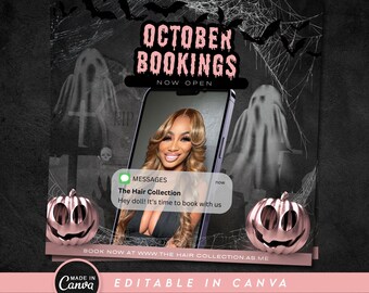 October Bookings Flyer: Spooky Halloween Appointments (DIY Canva)