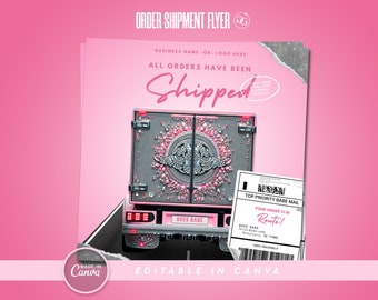 Order Shipped Flyer: DIY Boutique Social Media Template (Canva)