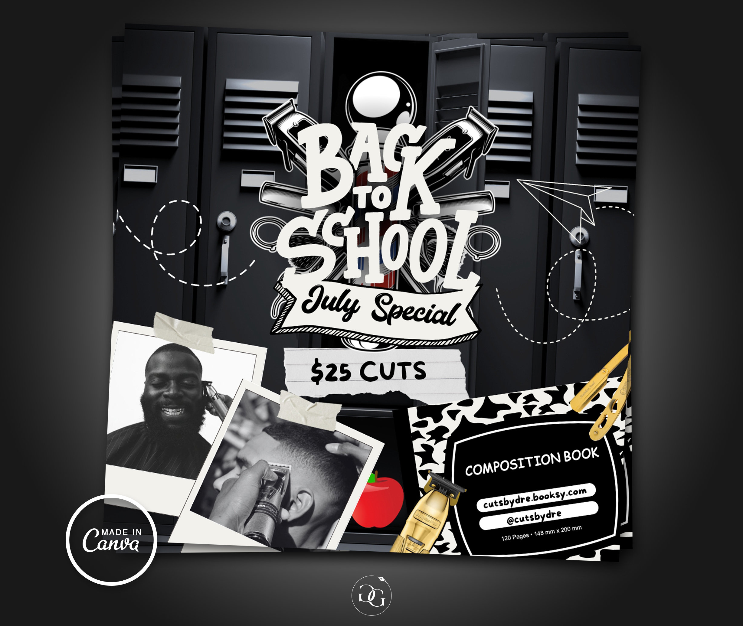 Barber Back To School Bookings Now Open Appointments Available Canva Flyer Template for Haircuts MOTION ANIMATED Flyer