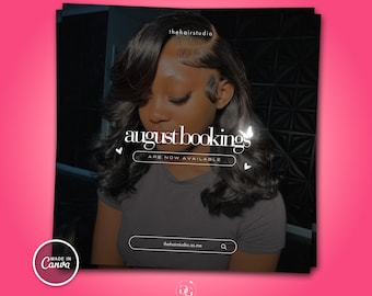 August Booking Flyer: Minimalist Salon Template (Canva Editable)