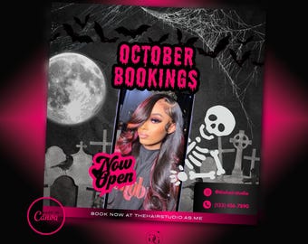 Halloween October Booking Flyer: Spooky Appointment Template (DIY Canva)
