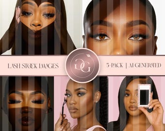 Glam Lash Stock Images: AI-Generated Beauty Photoshoot (PNG Downloadable Files)