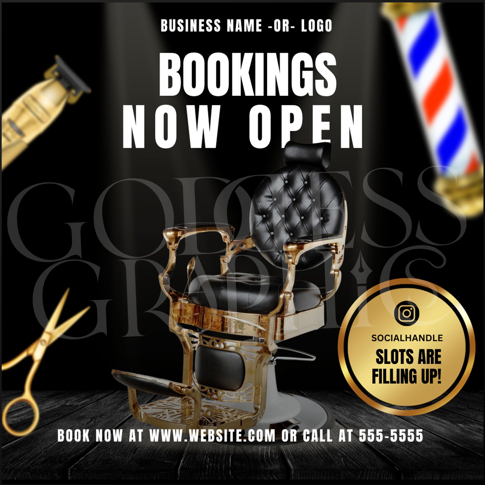 Barber Bookings Now Open Appointments Available Canva Flyer Template