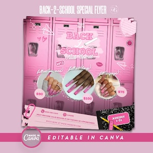 Back to School Bookings Now Open Nails Special Appointments Available Canva Flyer Template for Hairstylists & Nails Techs