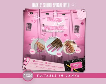 Back to School Nails Special Flyer: Canva Template (Digital Download)