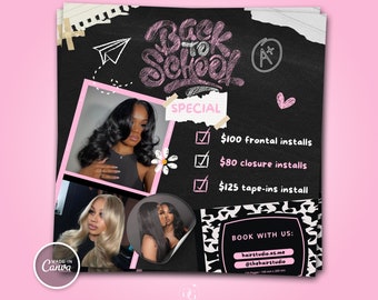 Back to School sale, August booking flyer, Back 2 school flyer template, Canva back to school hair flyer, Canva MOTION flyer,Animated flyer