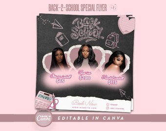 Back to School Hair & Nails Flyer Template: Stylist Appointments (Canva)