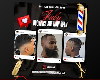 Barber Bookings Now Open Appointments Available Canva Flyer Template for Haircuts