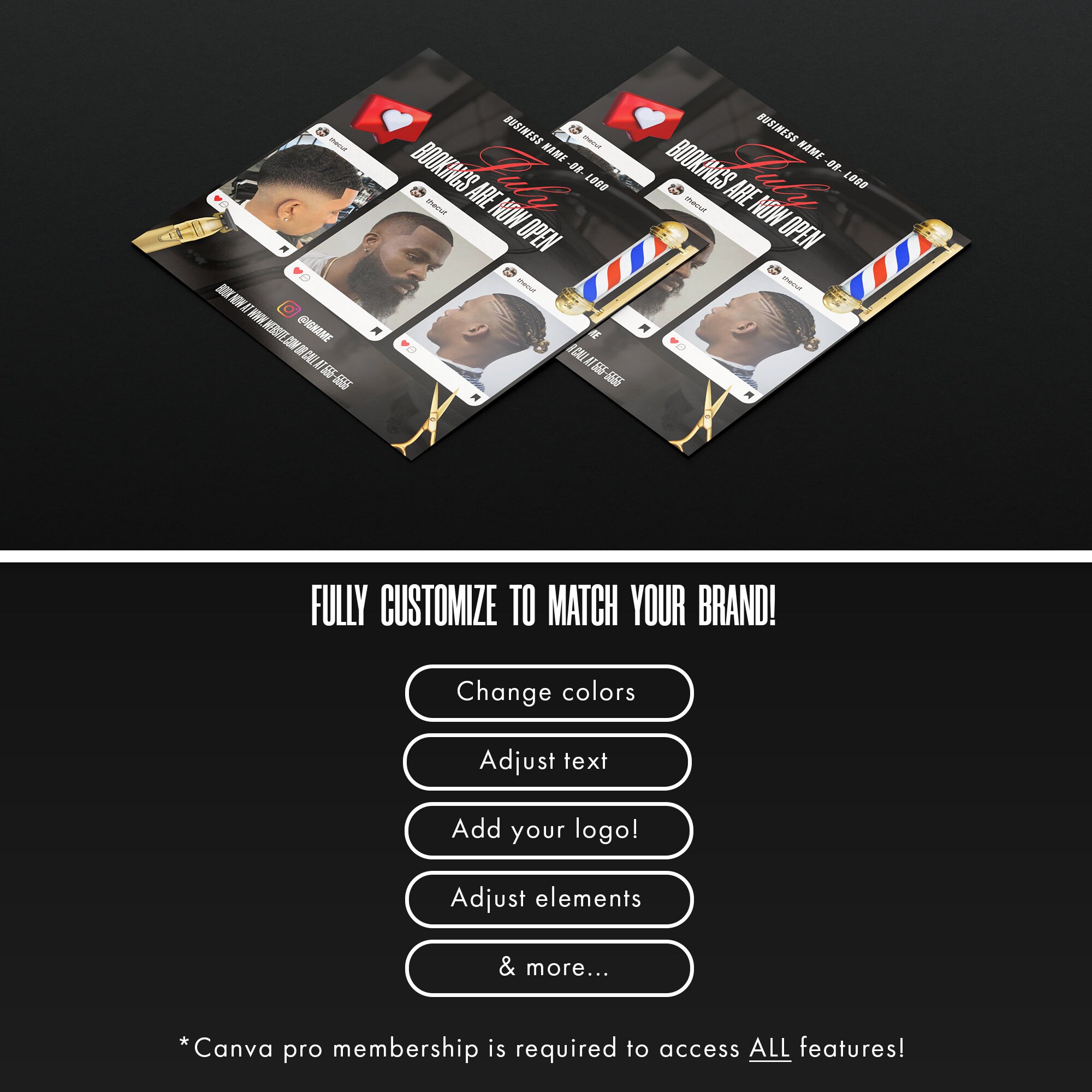Barber Bookings Now Open Appointments Available Canva Flyer Template ...