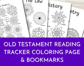Old Testament Reading Tracker Coloring Page and Bookmarks