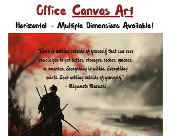 Väggkonst, Miyamoto Musashi citat canvas, samuraj motiverande kontorsinredning, inspirerande citatkonst, japansk krigare heminredning, matt