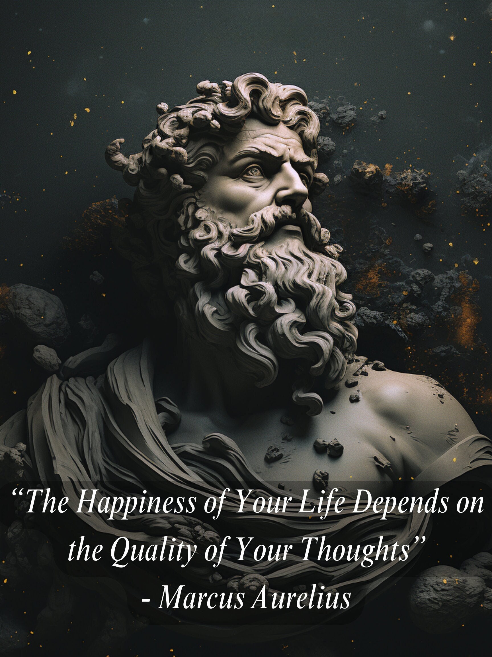 Marcus Aurelius, Glück des Lebens hängt von der Qualität der Gedanken ab -  Inspirierende alte Weisheit für modernes Leben, Stoizismus, Digitaldruck -  Etsy Österreich, image size:1728x2304