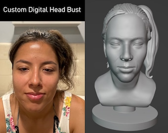 Personalized Digital Head Bust | STL file of your head | Digital Face Sculpting