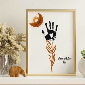 Ethereal Sun & Moon Handprint Art Printable - DIY Kids Craft, Instant Download, Custom Baby Handprint Keepsake, Valentine’s Day Gift