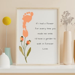 If I Had a Garden, Footprint Art| "8x10"/ "8.5x11" Printable| Instant Download PDF and JPEG Gift for Mom, Grandma, & Aunt