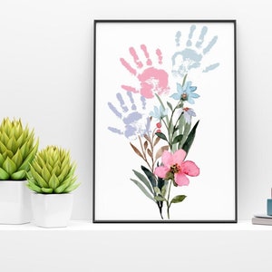 Three Handprint Art| 8x10 and 11x17 Printable| Instant Download PDF and PNG Gift for Mom, Dad, Aunt, Grandparents and Friends