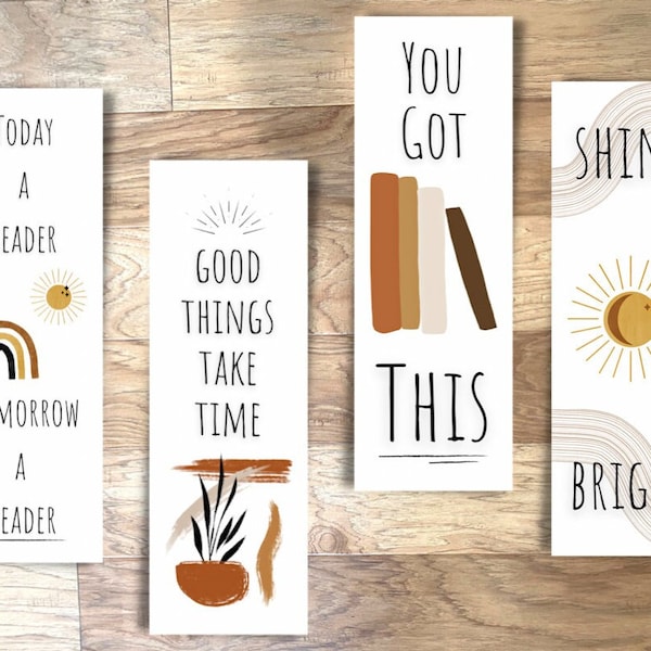 Motivational Bookmark Set| Set of 4 "2x6" Printable Bookmarks| Back to School Gift| Bookmarks for Kids