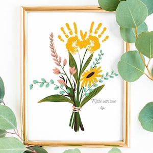 Wildflower Two Handprint Art| Mother’s Day Gift For Mom, Grandma, Aunt and Friends| "8x10"/ "8.5x11" Mother’s Day Handprint Craft For Kids