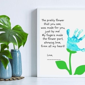 Arte com impressão de mão de flor: Poema para o Dia das Mães (PDF e JPG)