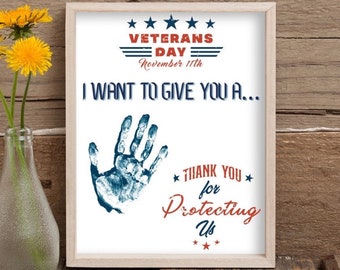 Veterans Day Handprint Art: Thank You Card Keepsake (PDF & JPG)