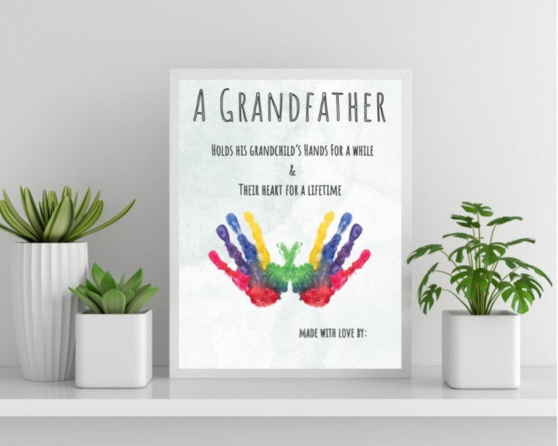 Grandpa Handprint Art Personalized Gift for Him Handprint Etsy
