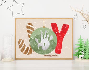Joy Ornament, Christmas Handprint Art: Holiday Keepsake Gift (PDF / JPG)