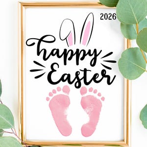Easter Footprint Craft 2026 Printable – Happy Easter Bunny Feet Art for Baby & Toddler – DIY Spring Classroom Craft - Mrs.Millennial Designs image 3