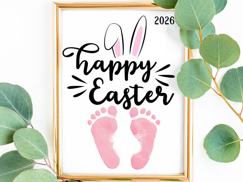 Easter Footprint Craft 2026 Printable – Happy Easter Bunny Feet Art for Baby & Toddler – DIY Spring Classroom Craft - Mrs.Millennial Designs image 3