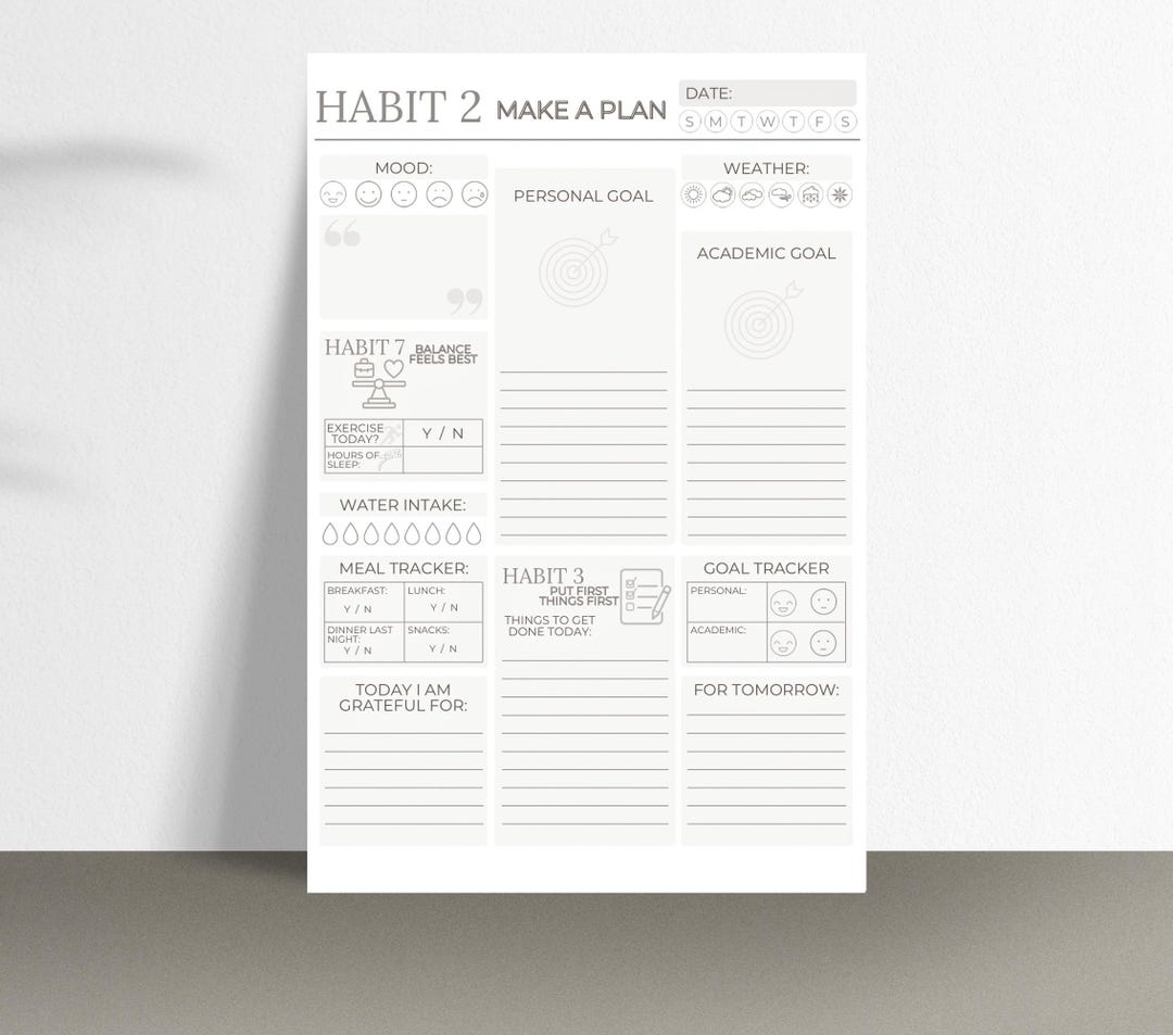 The 7 Habits of Happy Kids Daily Planner Template, Goal Tracker, To-do ...