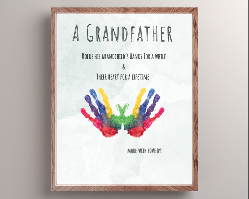 Grandpa Handprint Art Personalized Gift for Him Handprint Etsy