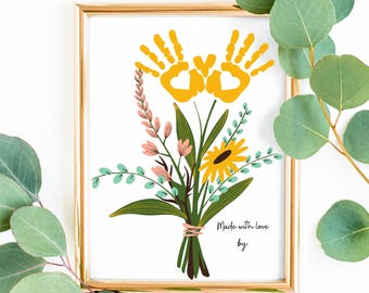 Two Handprint Flower Bouquet | Mother’s Day Gift Template | Digital Download