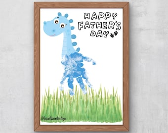 Dinosaur Handprint Father's Day Card: DIY Gift for him- Mrs. Millennial Designs (Digital Download)
