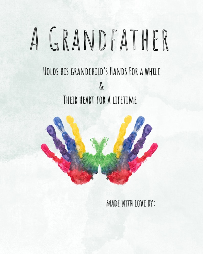 Grandpa Handprint Art Personalized Gift for Him Handprint Etsy