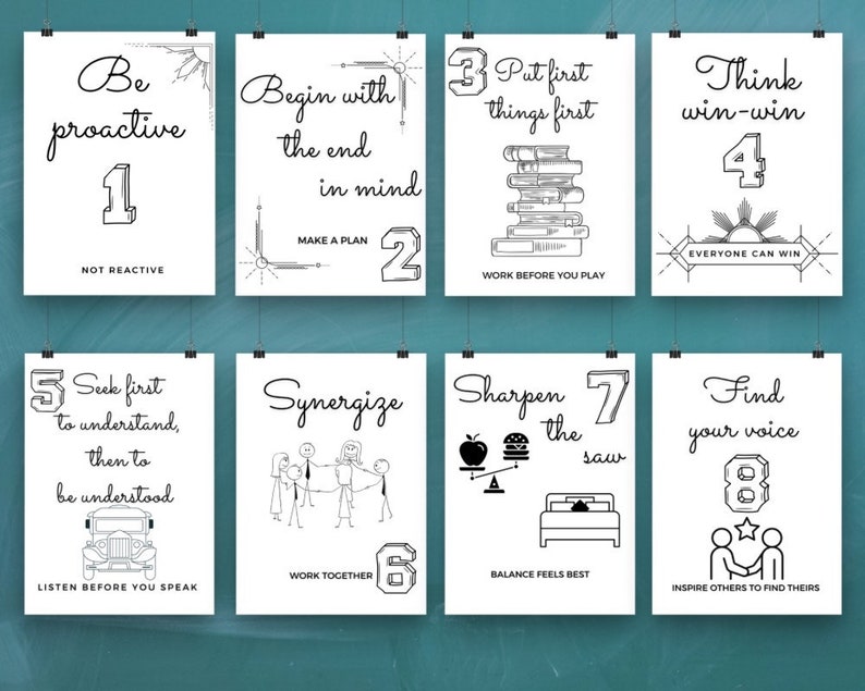 Buy 7 Habit Posters Leader in Me Printable Poster Set Classroom Online ...