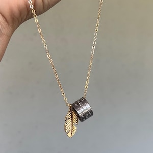 Duck Feather Necklace with DH Duck Band in Silver or Gold