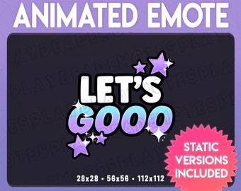 Animated LET'S GOOO Emote in Soft Purple Blue with Stars (Animated+Static) (Digital) [sbv]